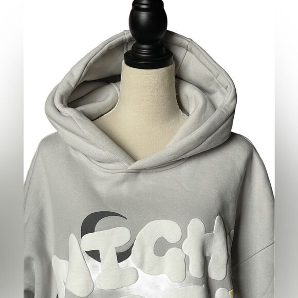 Night or Day Light Grey Pullover Chunky Fleece Lined Hoodie (Size: XL) - Picture 4 of 16